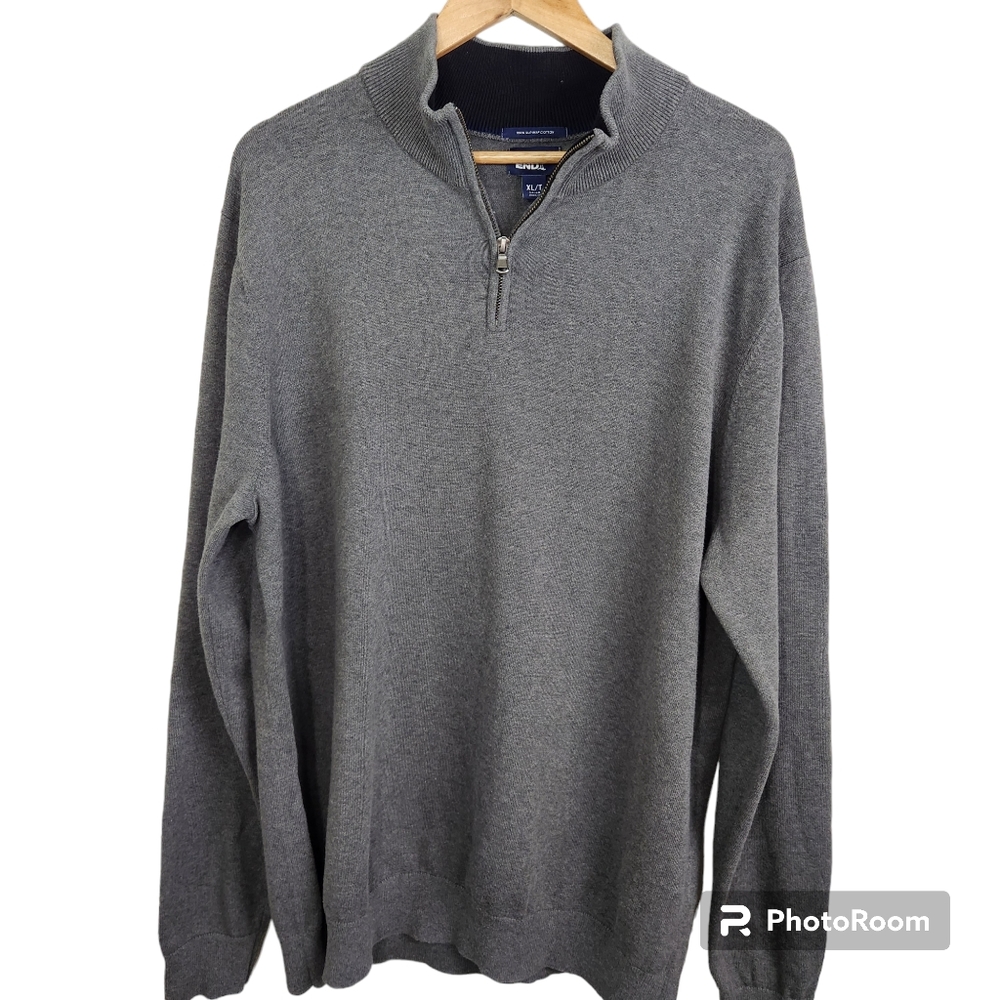 Lands End Pullover 1/4 Zipper Men's Gray Sweater Size XL